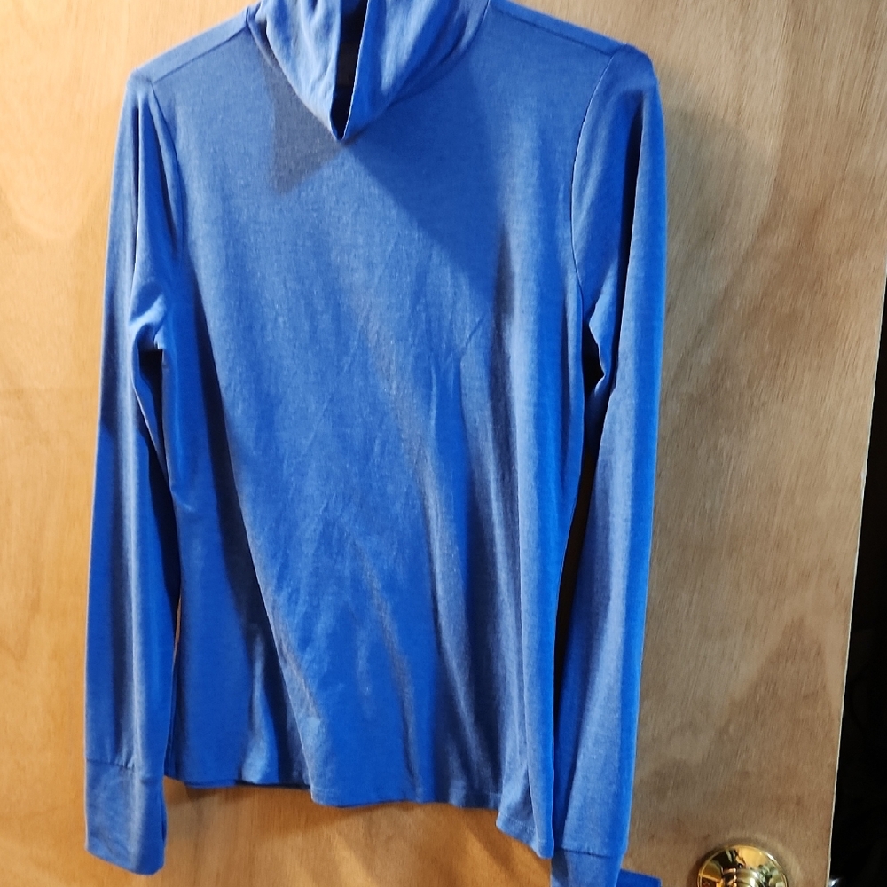 Blue Long Sleeve Turtleneck Top